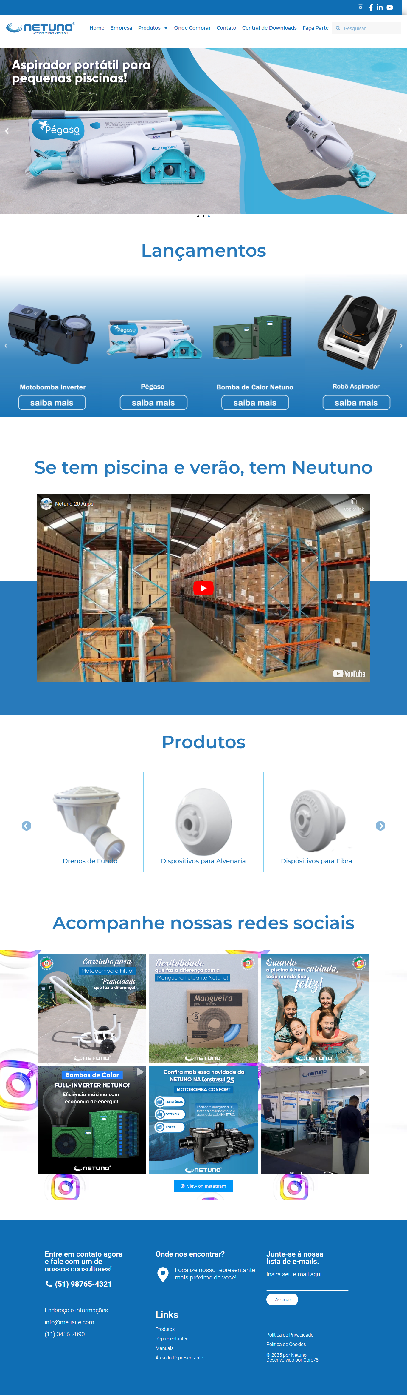 Site desenvolvido pela Core78 para Piscinas & Lazer
