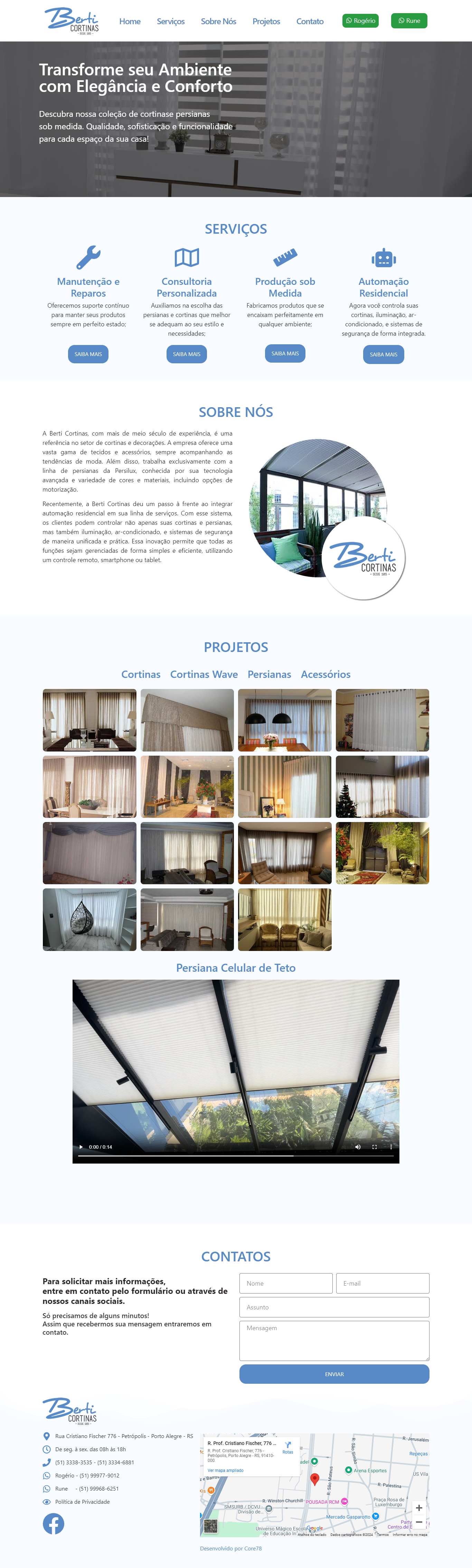 Site desenvolvido pela Core78 para Casa & Cortinas