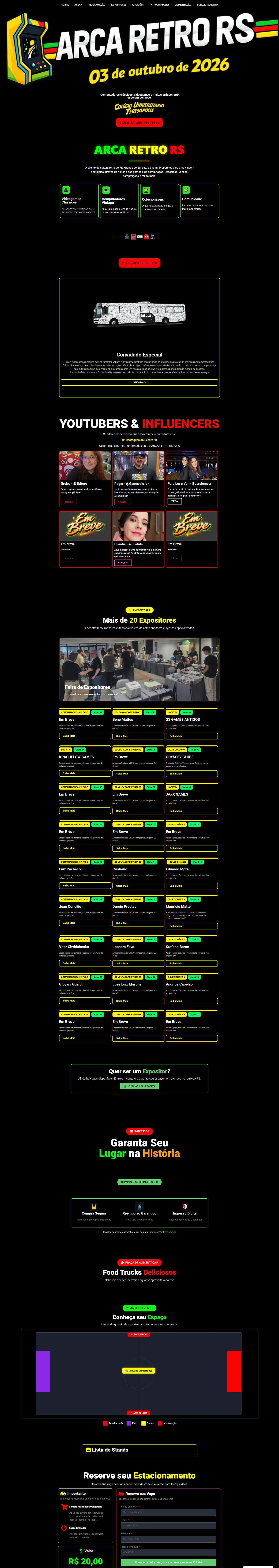 Site desenvolvido pela Core78 para Arca Retro Games